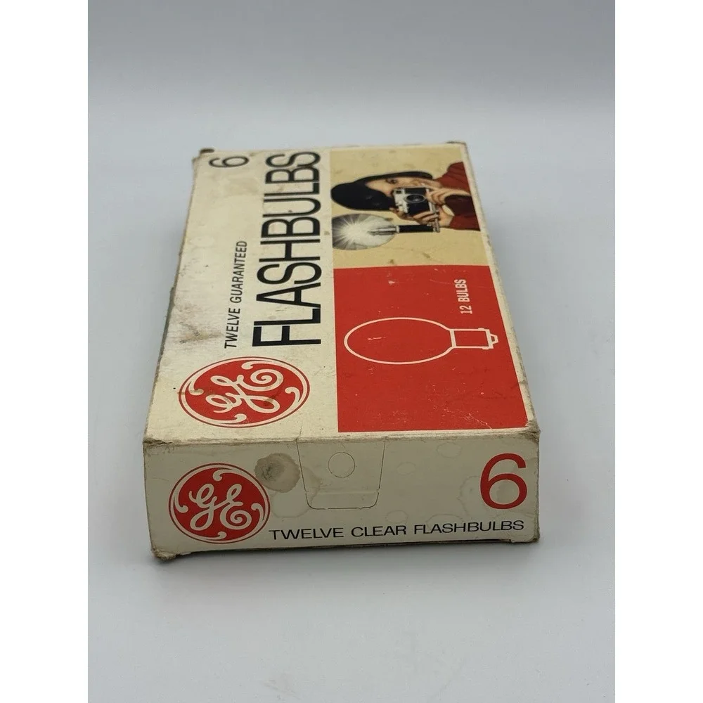 Vtg GE No. 6 Flashbulbs 8/12 Clear Bulbs w/ Original Box 1950s Photography USA